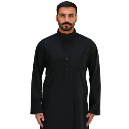 ثوب رجالي اسبان صيفي قبة كيرف أسود