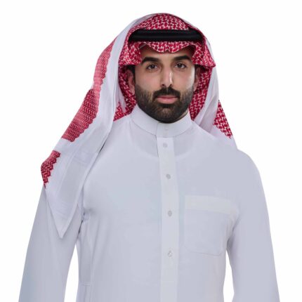 شماغ رجالي أحمر غامق خطوط بيضاء